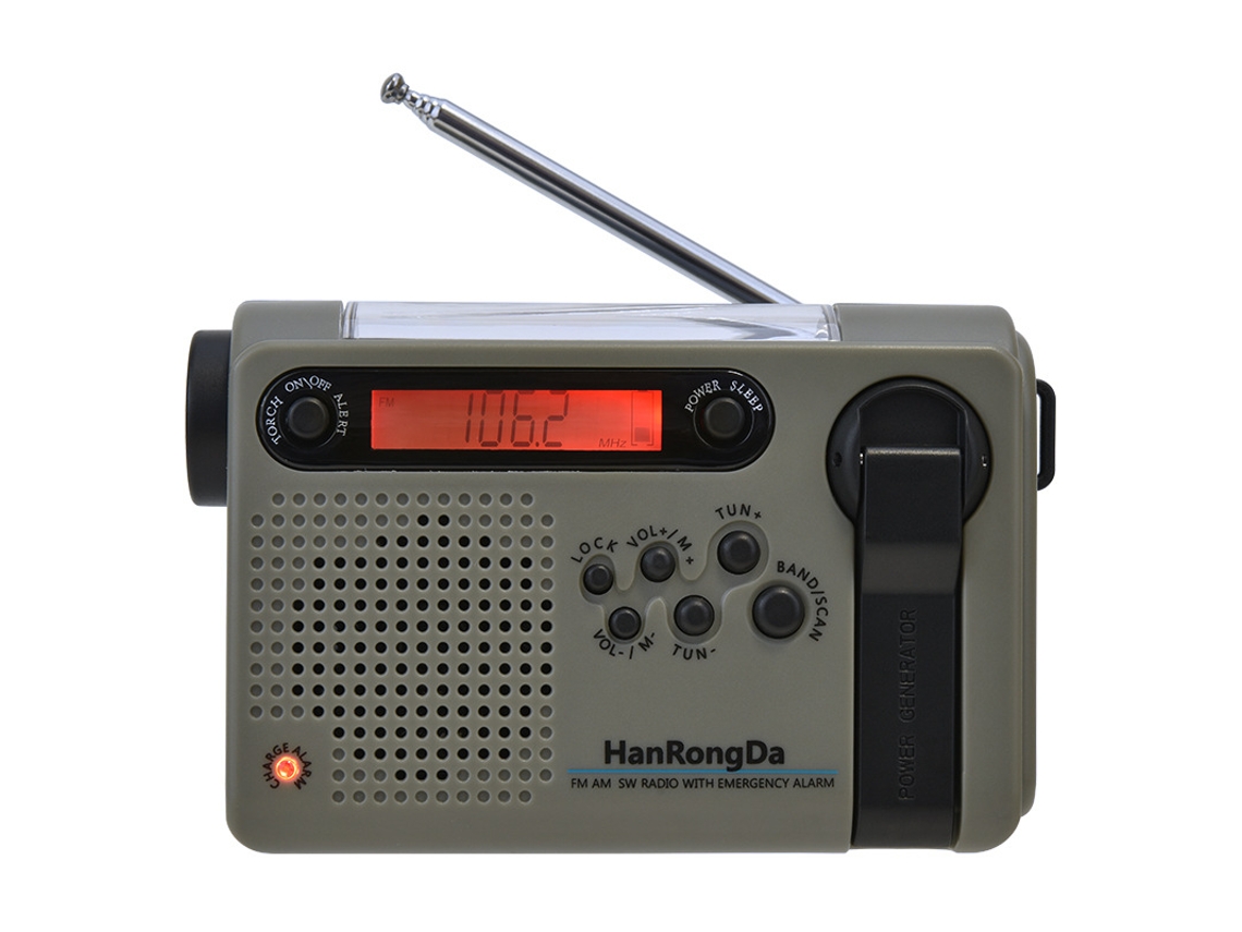 Radio solar de emergencia multifuncional de 2000 mAh con generador de manivela y linterna Cuich (verde militar)