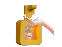 Dispensador automático de gel de alcohol espumoso para niños, impermeable, con estampado de gatito amarillo, para uso escolar, Csyy