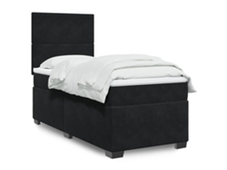 Cama Box Spring Con Colchón Cuero Sintético Negro 90x190 Cm