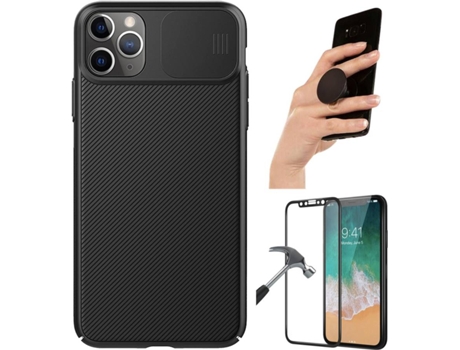 Carcasa + Protector + Popsocket iPhone 11 Pro Max Nillkin Camshield Negro