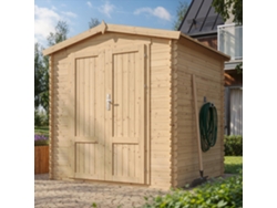 Timbela M343f1+m343g Caseta De Jardín De Madera 3,53 M² Suelo Incluido, Puertas De Panel De Madera Maciza