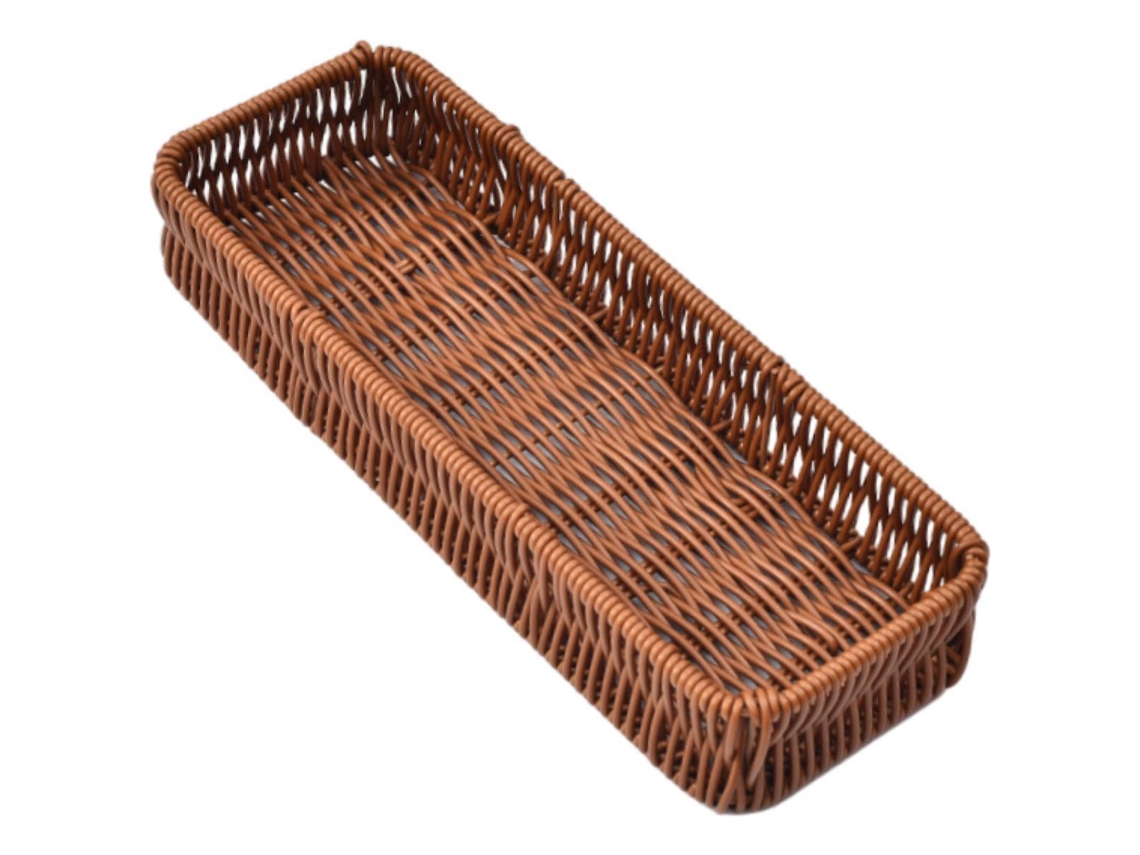 Cesta de servir cuadrada tejida, cesta decorativa para sala de estar de slowmoose
