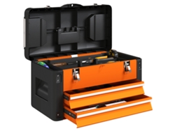 Caja de herramientas portátil de acero naranja con cajón