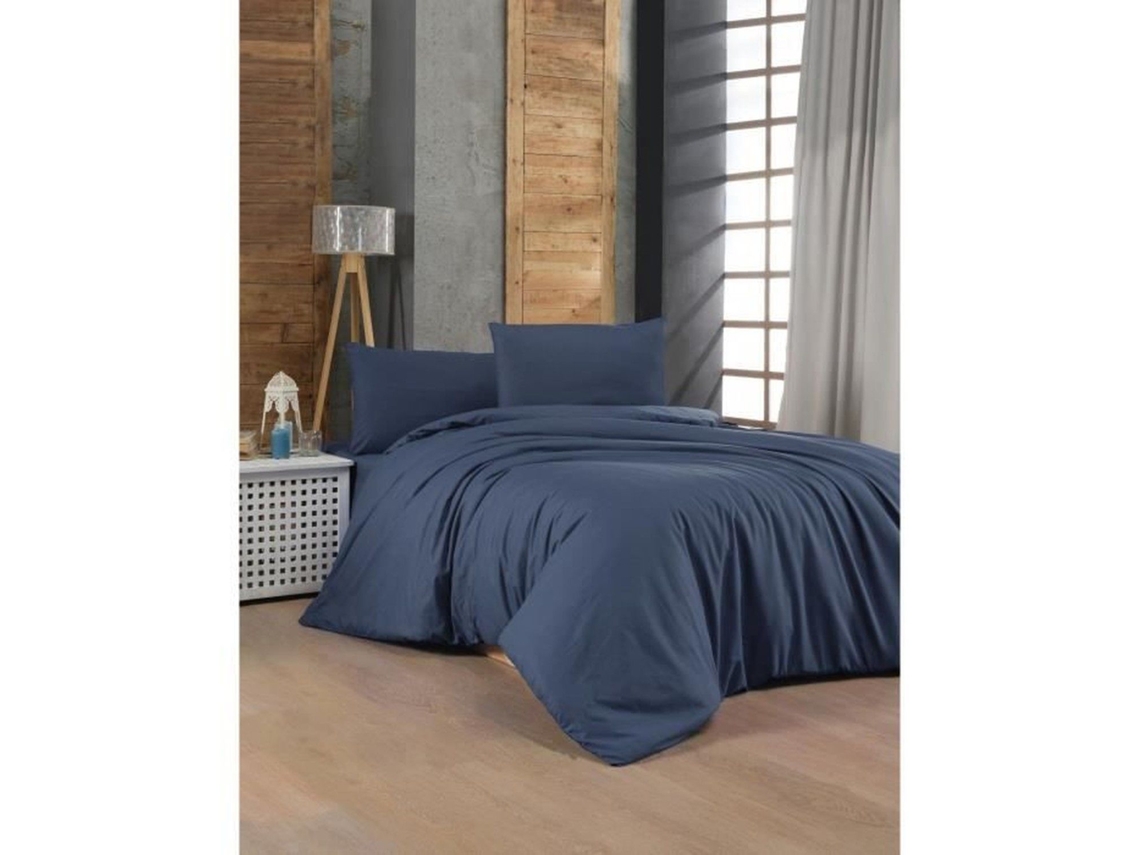 Juego De Cama - Funda Nórdica 220 X 240 + 2 Fundas De Almohada 60 X 60 De Algodón Reforzado - Azul