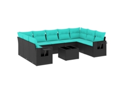 Maison Exclusive - Conjunto De Sofá De Jardín De 10 Piezas Con Cojines, De Poliratán Negro