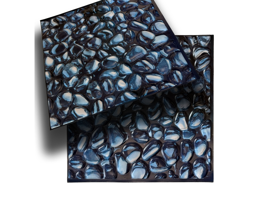 Azulejos Em Relevo 3d Pvc Autoadesivos 30x30cm Pedra, Tijolo, Mármore. Repelente De Água - Pedras Azuis 30x30cm