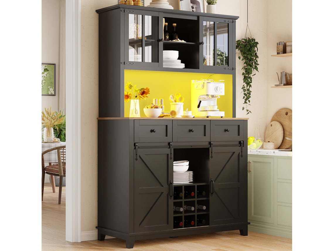 Muebles de cocina, armarios altos, aparadores, vitrinas y aparadores con estantes ajustables (105 × 38,4 × 180 cm)