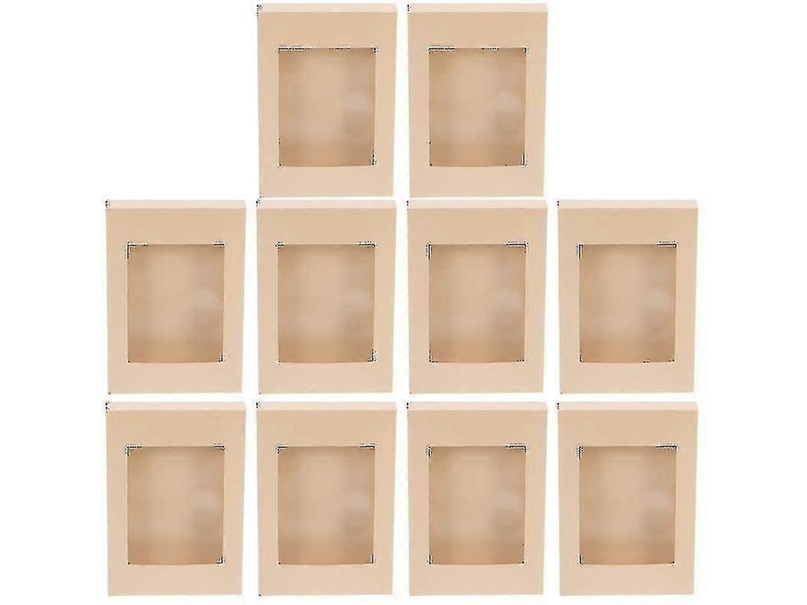 Juego de 10 cajas de regalo Kraft para galletas y pasteles, cajas de almacenamiento para manualidades con ventana transparente. Hengjian
