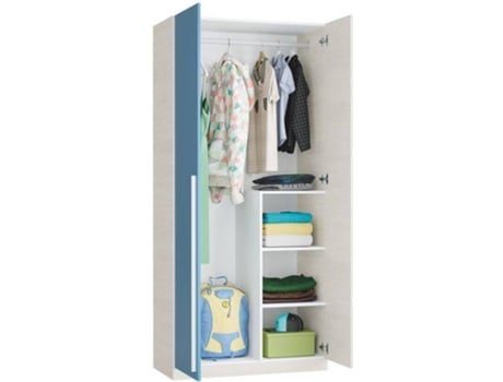 Armario HABITDESIGN Wic (Beis y Azul - Melamina - 90x200x52 cm)