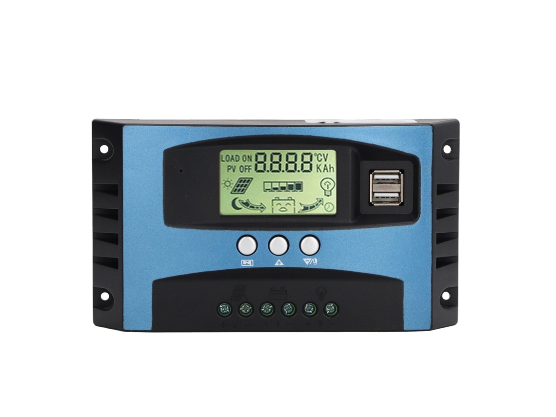 Controlador de carga solar MPPT de 12 V, 24 V y 30 A con pantalla LCD y USB para paneles solares