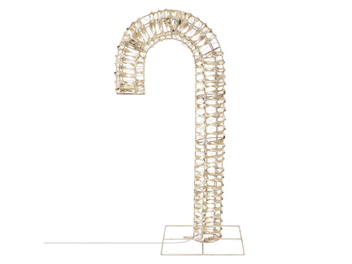 Bastón de caramelo dorado con 400 LED, decoración navideña para interior y exterior, 75 cm