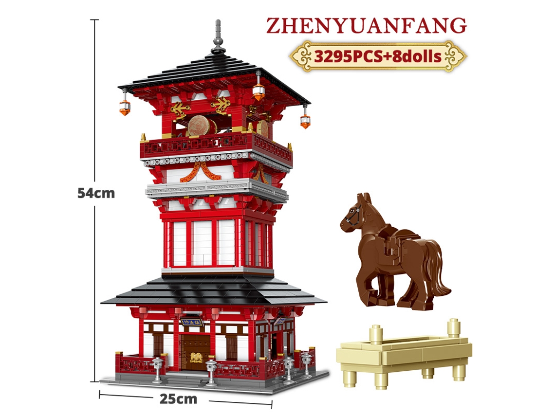 Bloques de construcción de escena urbana china retro, juguetes y regalos MDUG (3295 piezas + 8 figuras)