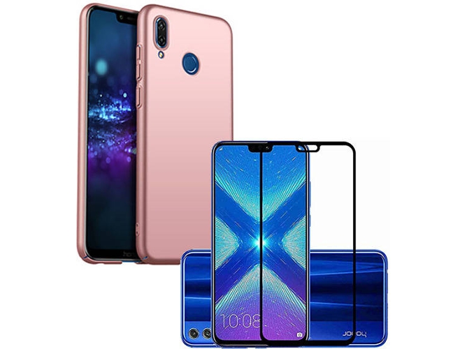 Kit Carcasa y Protector Cristal 5D Honor 8X SlimShield Rosa