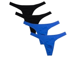 Rebe-pack De 4 Tanga Para Hombre Microfibra Elástica Ajuste Perfecto Sxl L Negro Azul