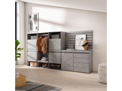 Zapatero, 287x145x35 cm, Dormitorio, habitación, Vestidor abierto, Cómoda, Cajonera, Listones Decorativos, Cemento SKRAUT HOME