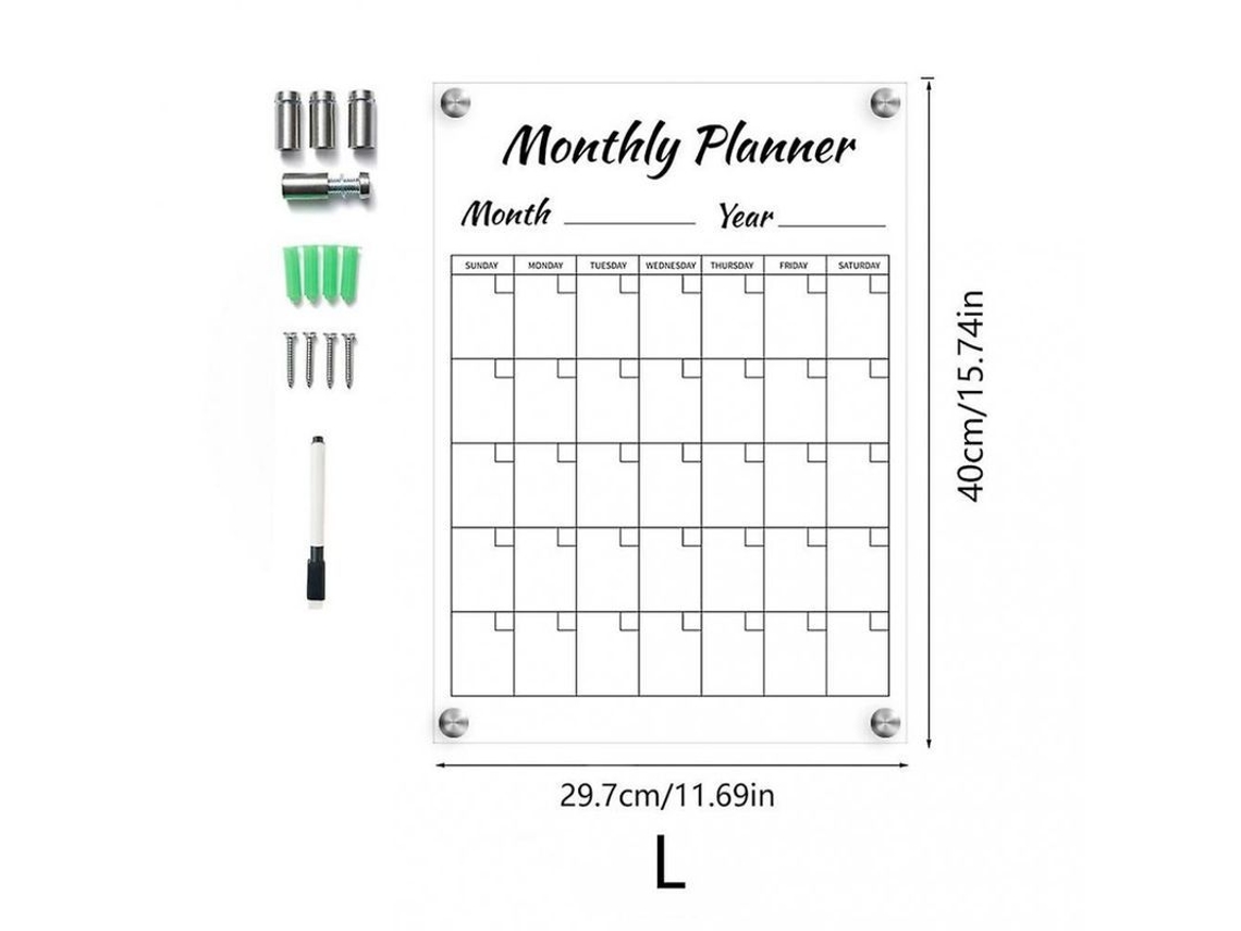 Calendario semanal de acrílico para pared, borrable, fácil de borrar, HRG L 37