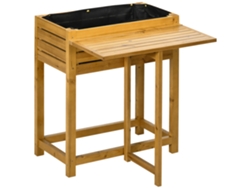 Banco Plegable Elevado Para Jardín, 64x63x74,5 Cm, Madera Maciza.