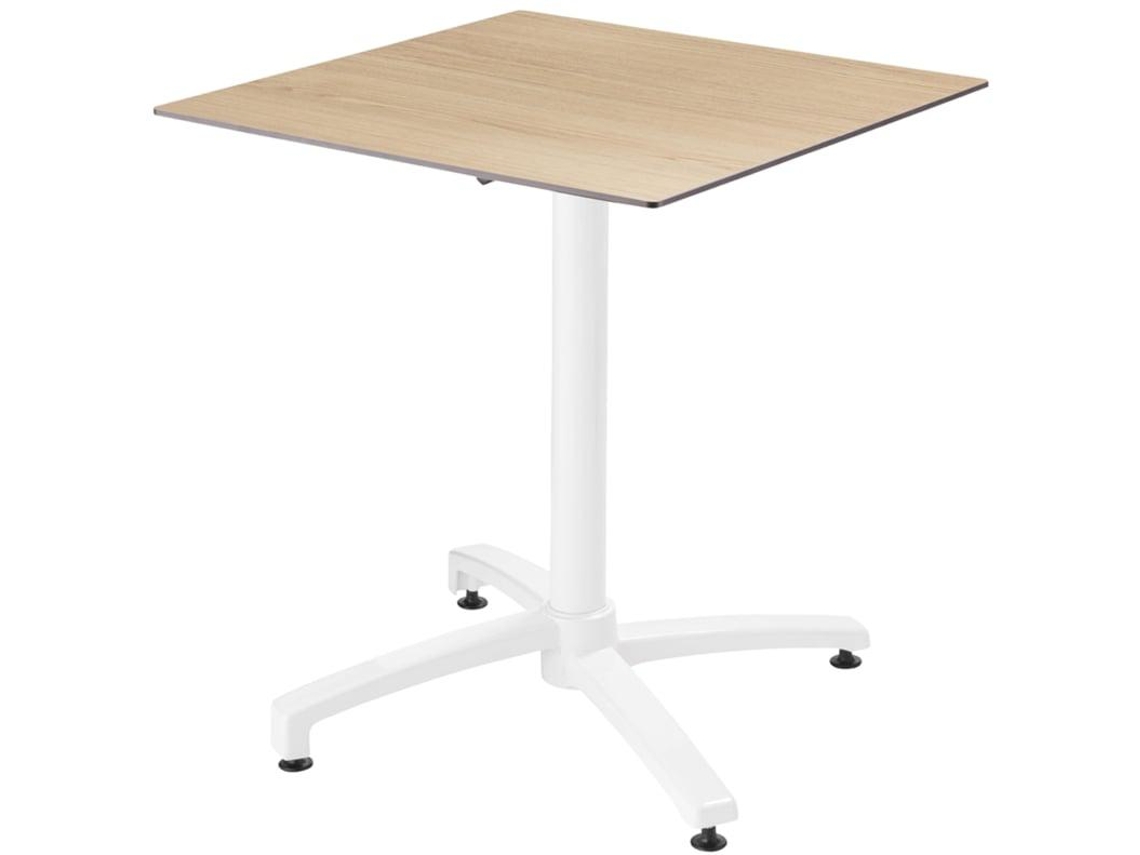 Mesa de jardín cuadrada 70 x 70 cm con pata inclinable HPL blanca