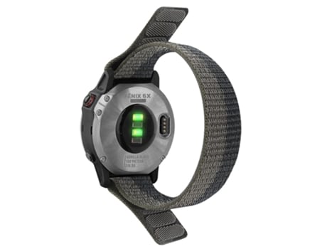 Correa de nailon 26mm ajustable con cinta mágica para Garmin Tactix 7 Pro/Fenix 7X/6X Pro - negro/gris