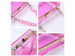 Bolso bandolera de acrílico transparente para mujer, bolso de concierto con cadena extraíble y correa corta de resina, color negro Lalamoli