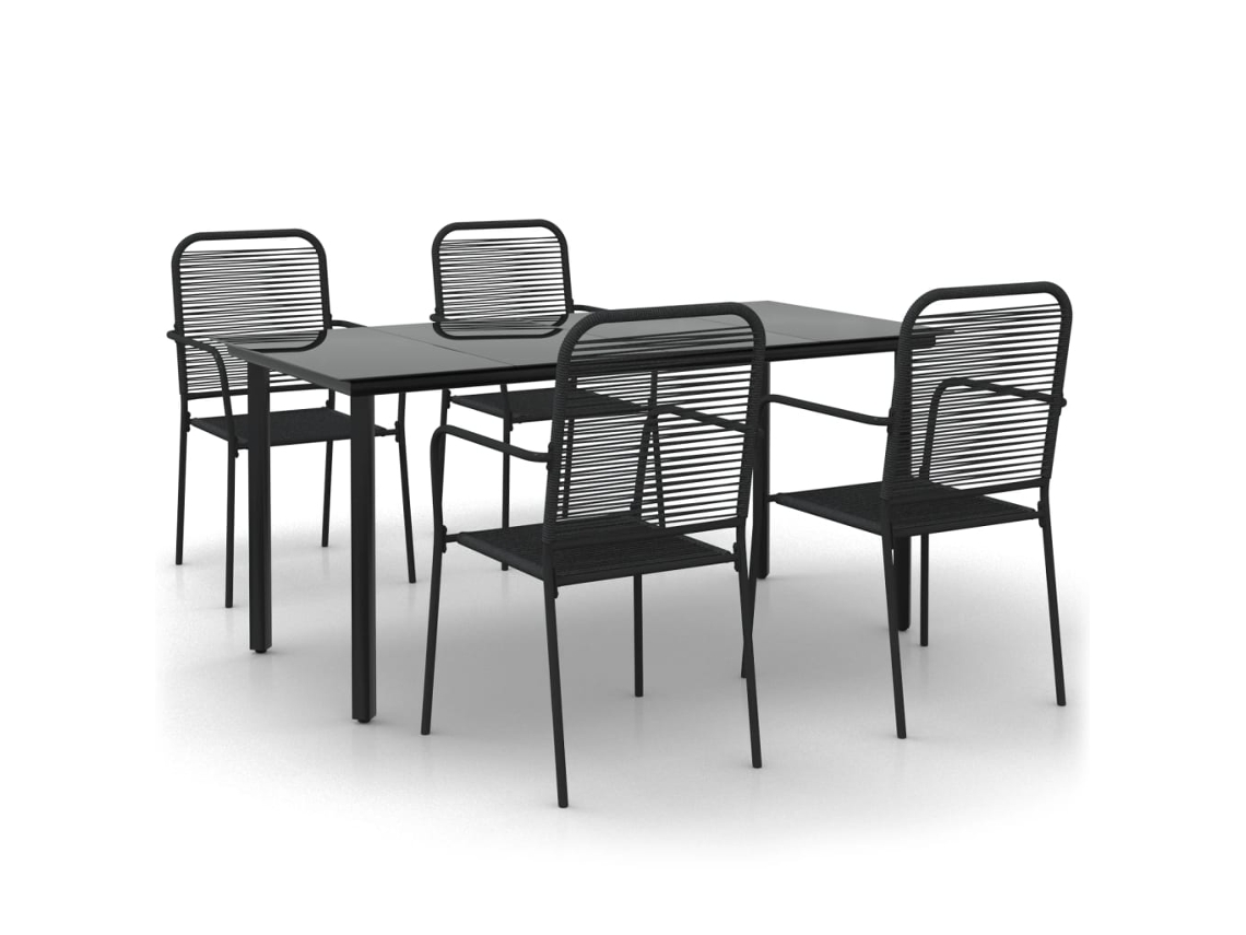 Maison Exclusive - Juego de comedor de jardín de 5 piezas, cuerda de algodón y acero negro
