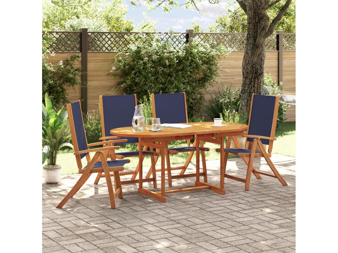 Conjunto de comedor de jardín de 5 piezas de acacia maciza y textilene de DKD Home Decor