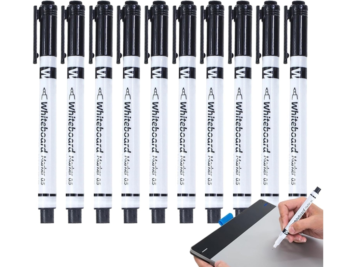 Pacote Com 10 Marcadores Magnéticos Para Quadro Branco- 0, 5 Mm- Ponta Fina- Professores, Salas De Aula,