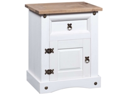 Mesa de Cabeceira LOVELY HOME Mesinha Corona Pinho Mexicano 53X39X67 Cm Branco