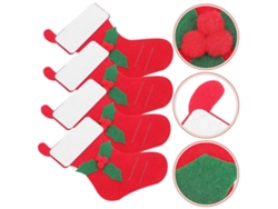 Portacubiertos navideño de fieltro rojo (12 piezas) para guardar. Nostalgia88