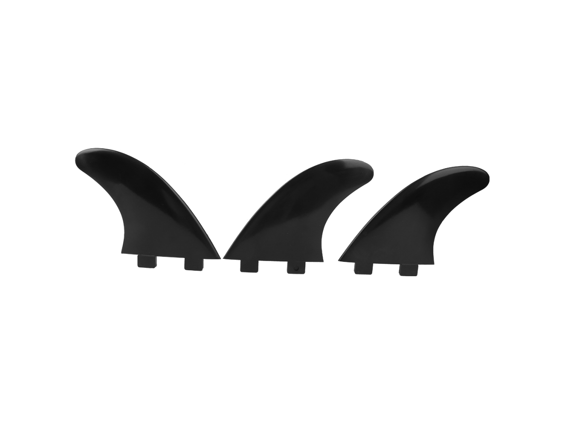 Conjunto de 3 quilhas Jinwei em PVC (direita, central e esquerda) para pranchas de surf e stand up paddle (preto).