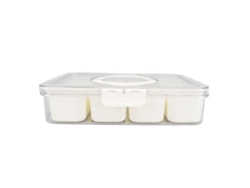 Recipiente con tapa transparente y compartimentos, 8 compartimentos, portátil para aperitivos, hierbas y frutos secos (sin marca).