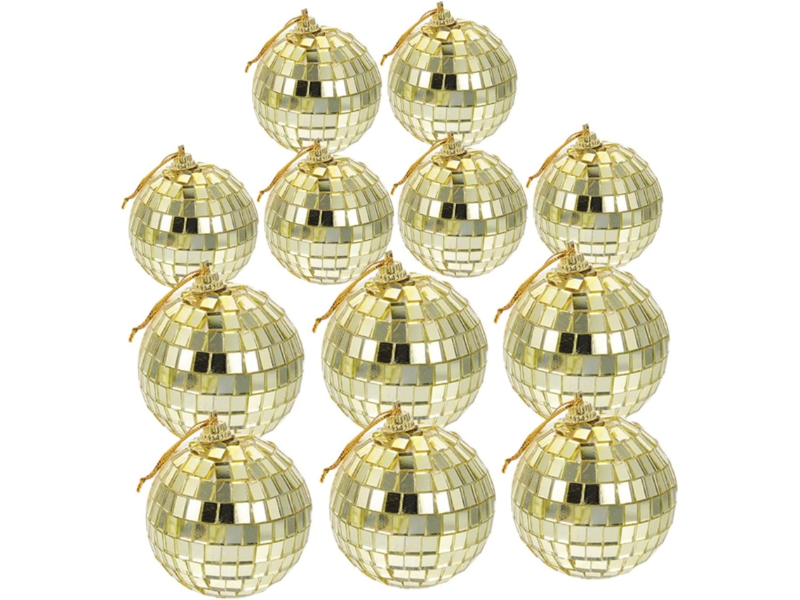 24 Bolas De Discoteca Doradas Con Efecto Espejo, Adornos Colgantes Para Árboles De Navidad