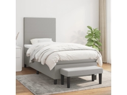 Cama Box Spring Con Colchón Tela Gris Claro 90x200 Cm