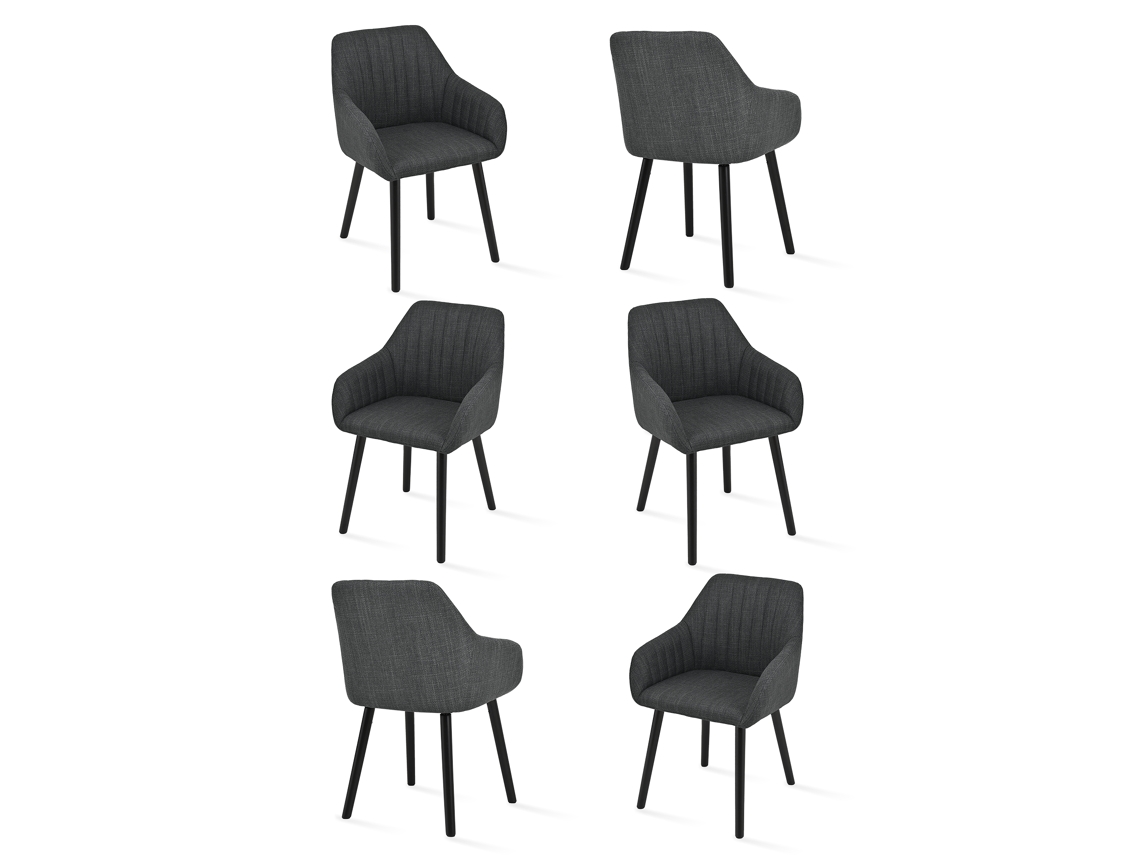 Sillas De Comedor Goeurvant 1381(pack De 6, Gris Tinta, Tela)