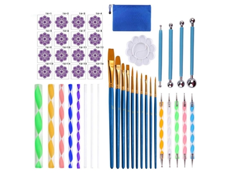 41 Piezas Herramientas de Punteado de Mandala Plantillas de Pintura DIY Paleta de Bolas Pinceles Kit de Puntos de Relieve Multifunción para Lienzo ...
