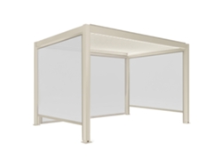 Pérgola Bioclimatique 4x3 M Autoportée Motorisée En Aluminio Crã¨me Avec àclairage Led Et Avec Store Oviala