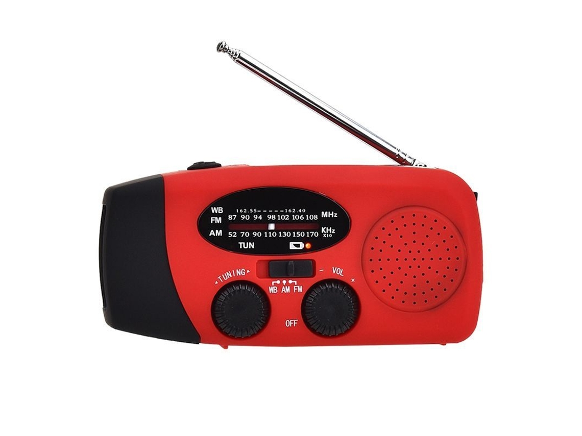 Radio Solar De Emergencia Con Manivela, Linterna Led, Batería Externa De 2000 Mah Y Banda Meteorológica Noaa.