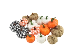 16 Calabazas Artificiales De Halloween, Decoración Otoñal, Blancas A Cuadros Para El Día Acción