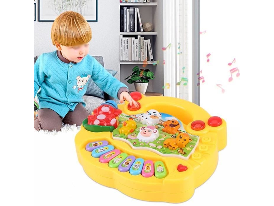 Piano musical amarillo, juguete educativo para bebés, animales de granja, juguetes para el desarrollo, regalos para niños.