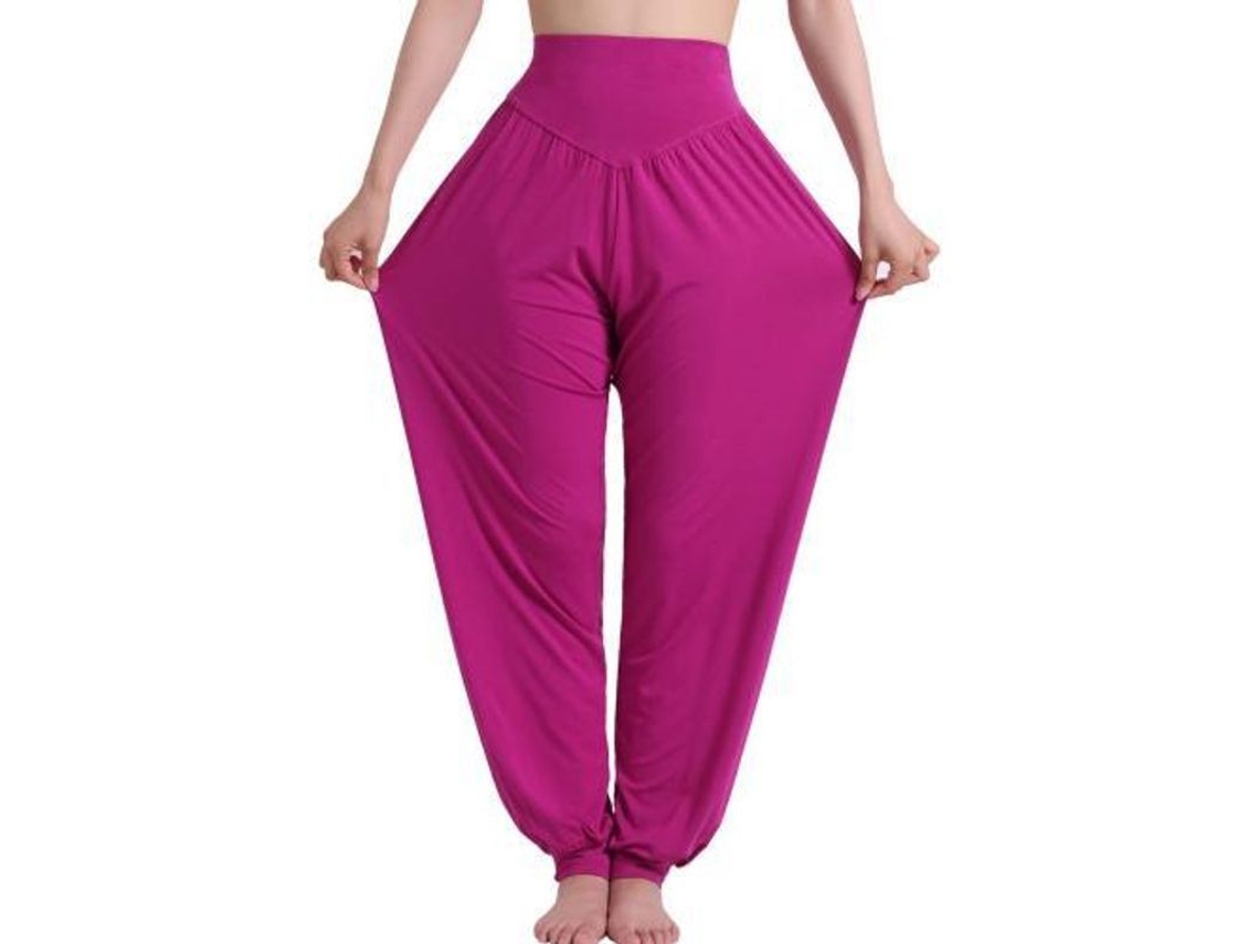 2026-pantalones Harem De Yoga Para Mujer Hippie Boho Verano Sueltos Joggers Elásticos Talla Grande Xl Morado Rojo