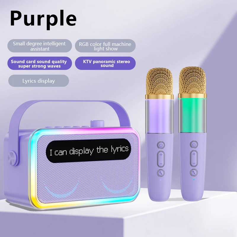 Altavoz Bluetooth (u8-morado) Para Karaoke Infantil Con Pantalla De Letras Y Efectos De Sonido Ktv.