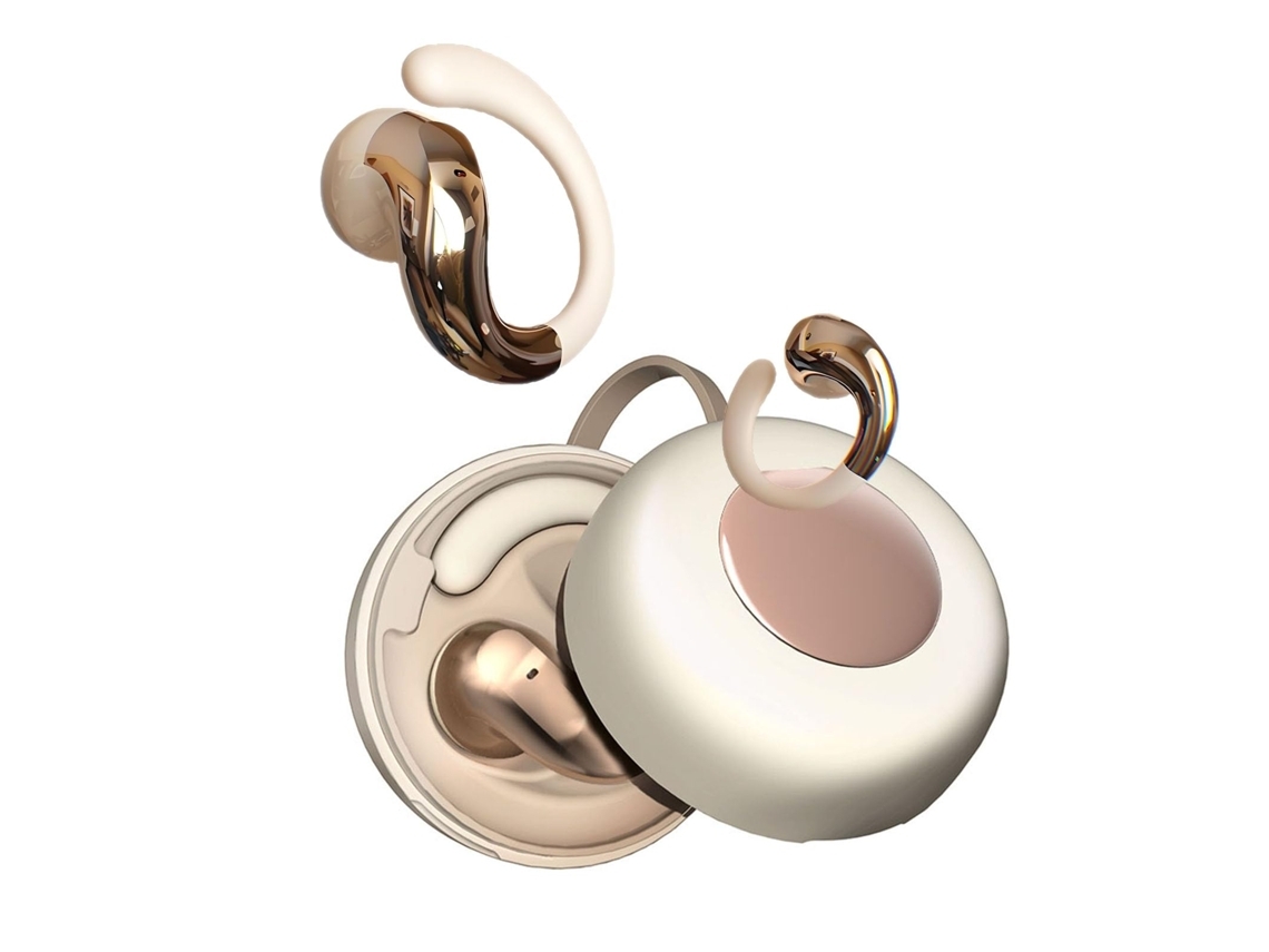 Auriculares inalámbricos con gancho para la oreja para Apple YEMAESRE Bluetooth Beige