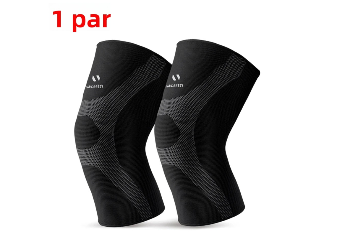 Rodillera de compresión para correr y hacer ejercicio. Mdug (Negro XL)