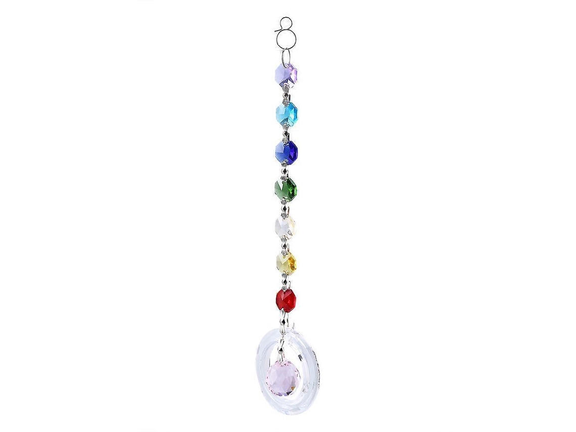 Lámpara de araña artesanal con colgante en forma de bola de cristal arcoíris, ideal para Navidad o para decorar una ventana. Colgante rosa.