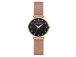 Reloj De Pulsera Para Mujer Con Brazalete De Malla Fina, Movimiento De Cuarzo, Diseño Sencillo, Diamantes Negros.