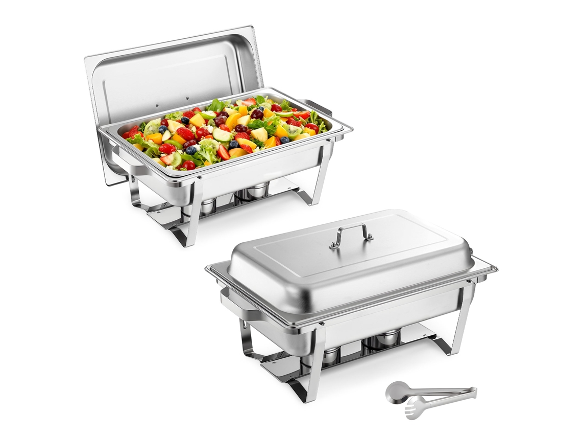 Juego de 2 platos rectangulares Succebuy con tapas, 8,6 L, para uso en buffet.