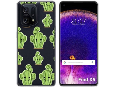Carcasa para Oppo Find X5 5G TUMUNDOSMARTPHONE Dibujos Transparente Cactus Multicolor