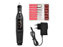 Lima De Uñas Eléctrica Con 6 Brocas, Negra. Black