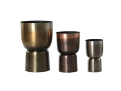 Set 3 Macetero Metal Patinado Dorado 40x40x62cm