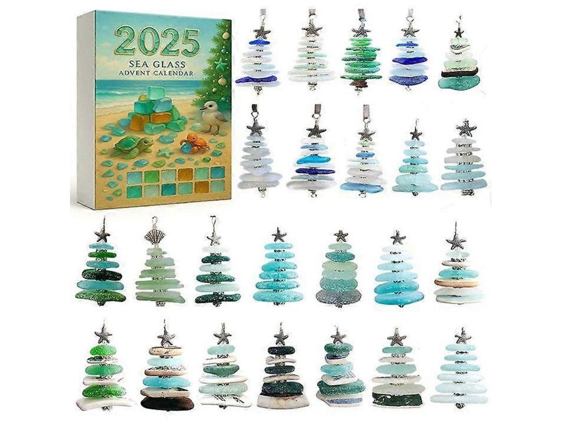 Calendario De Adviento Navideño 2025 Acrílico Estilo Completo Vidrio Oceánico Ocean Glass